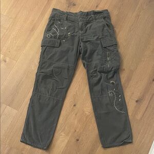 Da-Nang Women's Embroidered Wide Leg Corduroy Pants - Dark Gray